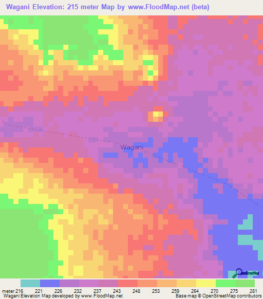 Wagani,Niger Elevation Map