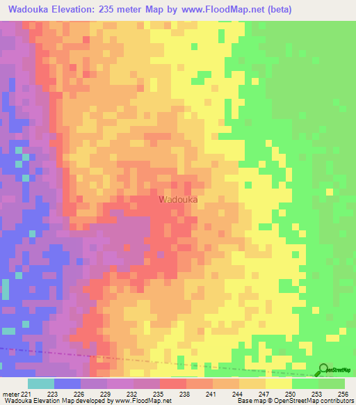 Wadouka,Niger Elevation Map