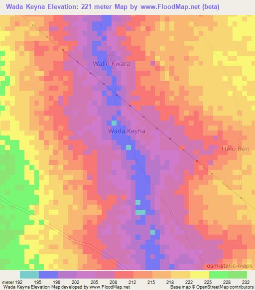 Wada Keyna,Niger Elevation Map