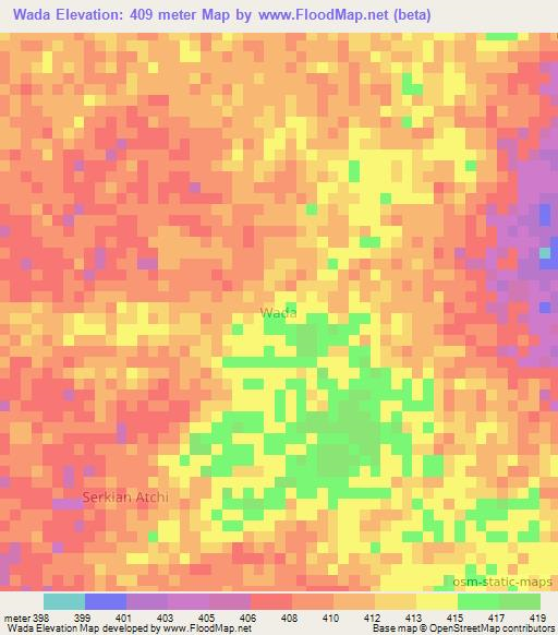 Wada,Niger Elevation Map