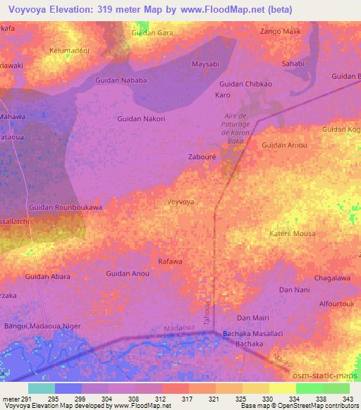 Voyvoya,Niger Elevation Map