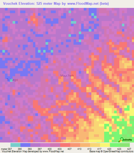 Vouchek,Niger Elevation Map