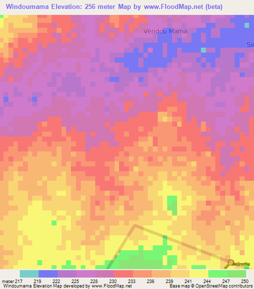 Windoumama,Niger Elevation Map