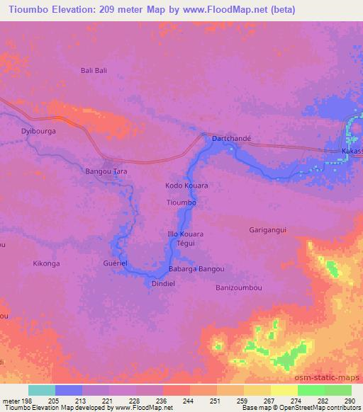 Tioumbo,Niger Elevation Map