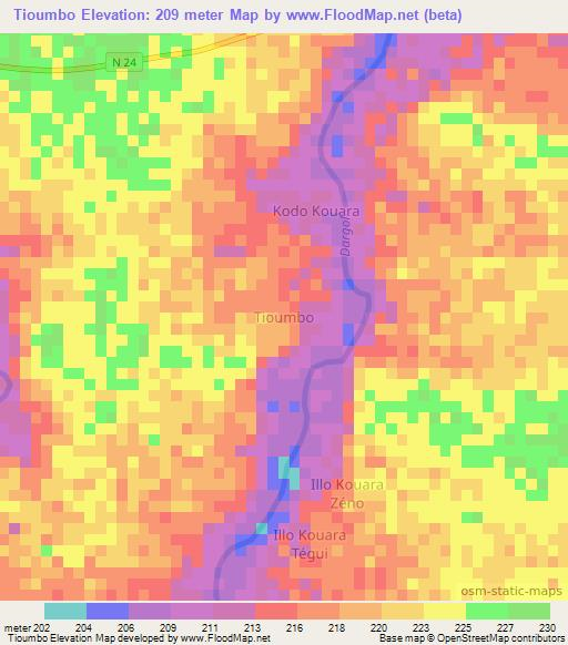 Tioumbo,Niger Elevation Map