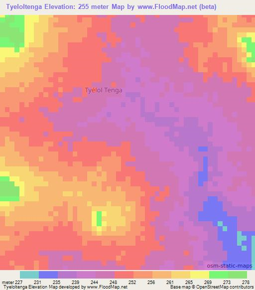 Tyeloltenga,Niger Elevation Map