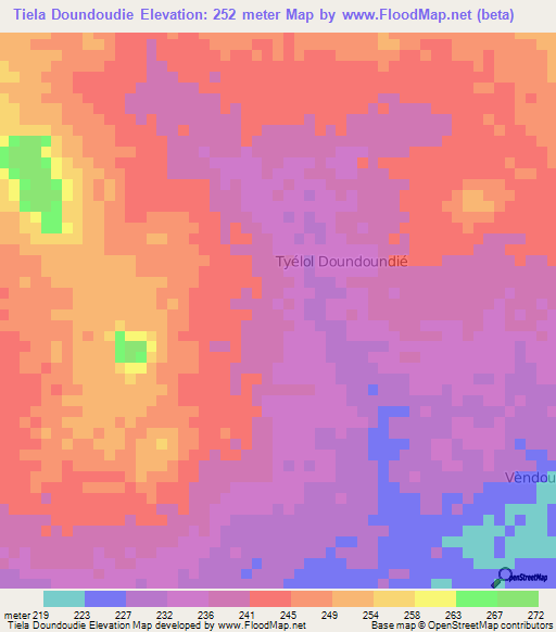 Tiela Doundoudie,Niger Elevation Map