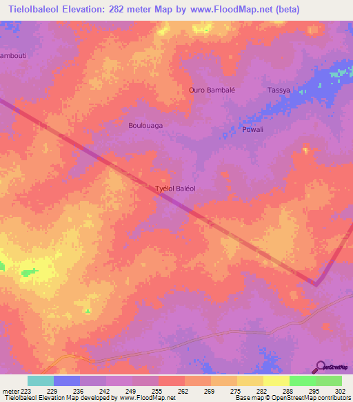 Tielolbaleol,Niger Elevation Map