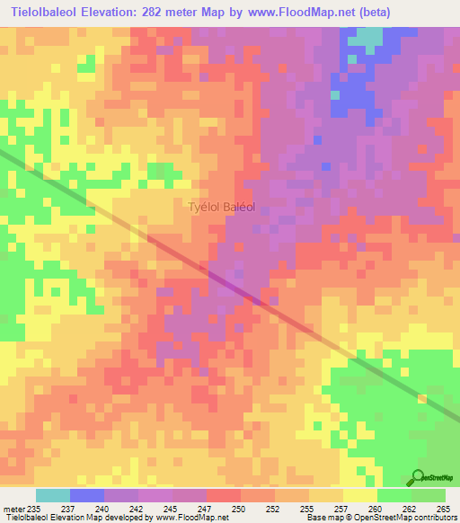 Tielolbaleol,Niger Elevation Map