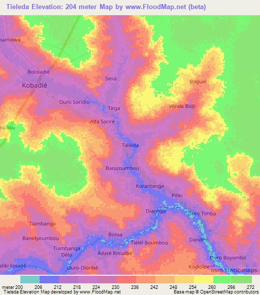 Tieleda,Niger Elevation Map