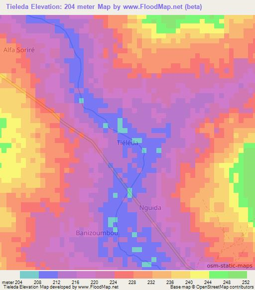 Tieleda,Niger Elevation Map