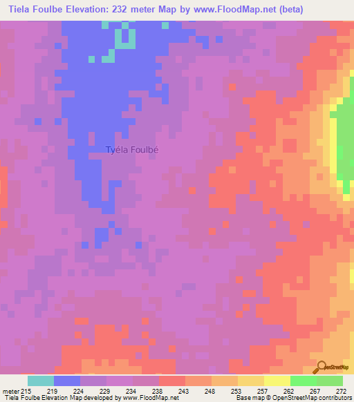 Tiela Foulbe,Niger Elevation Map