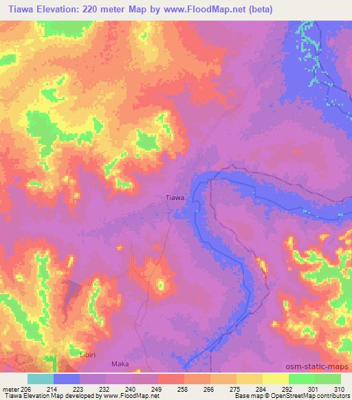 Tiawa,Niger Elevation Map