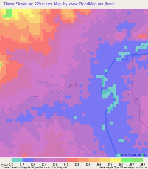 Tiawa,Niger Elevation Map