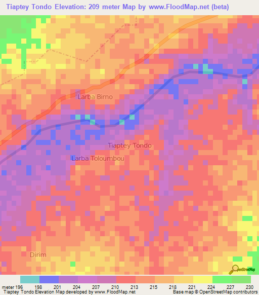 Tiaptey Tondo,Niger Elevation Map