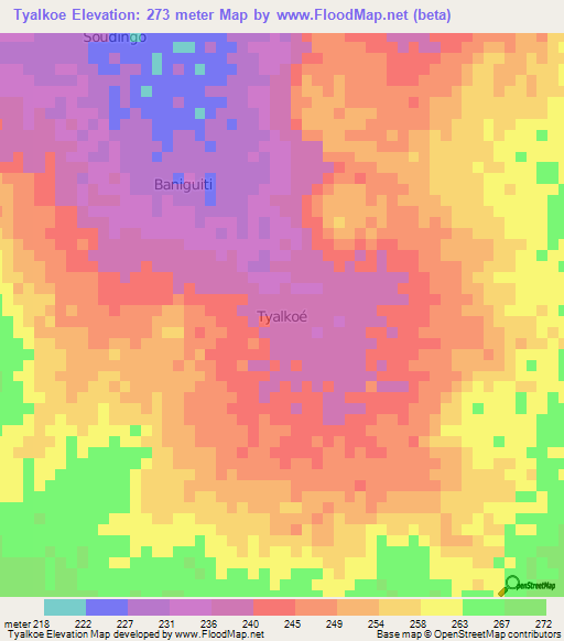 Tyalkoe,Niger Elevation Map