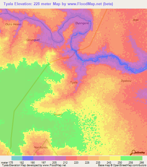 Tyala,Niger Elevation Map