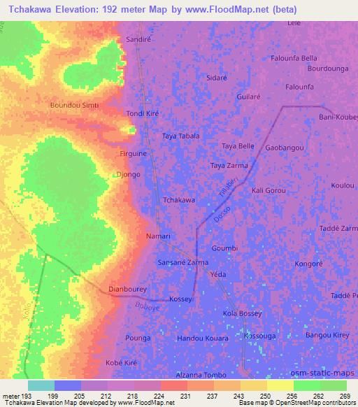 Tchakawa,Niger Elevation Map