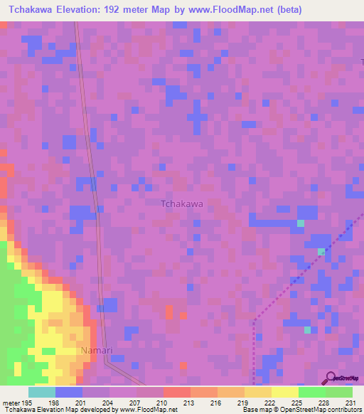 Tchakawa,Niger Elevation Map