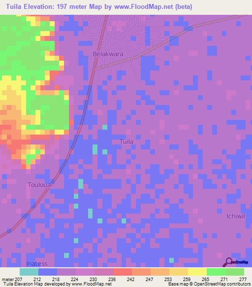 Tuila,Niger Elevation Map