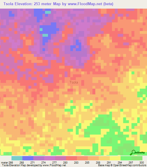 Tsola,Niger Elevation Map