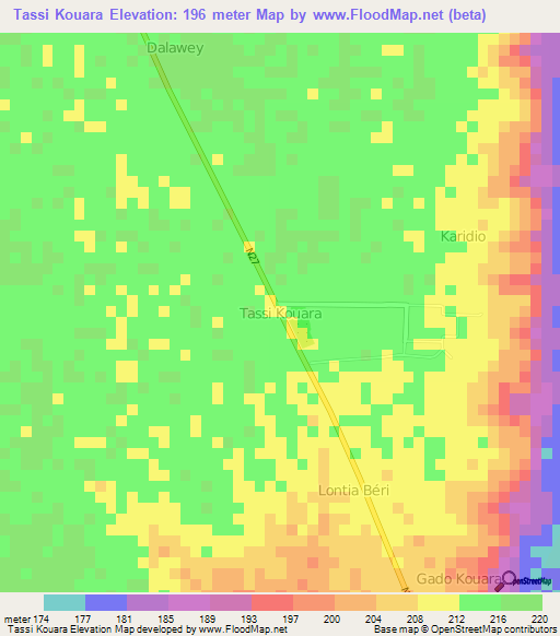 Tassi Kouara,Niger Elevation Map