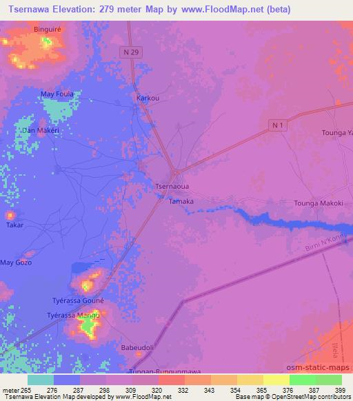 Tsernawa,Niger Elevation Map