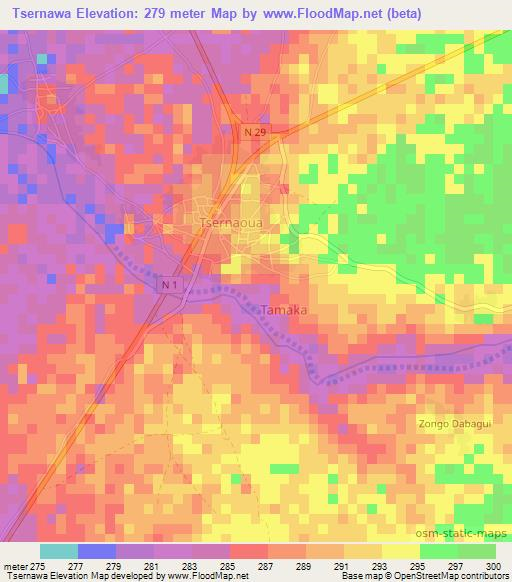 Tsernawa,Niger Elevation Map
