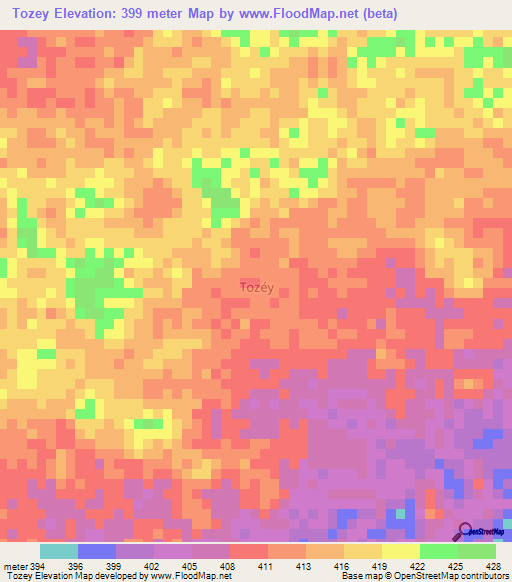 Tozey,Niger Elevation Map