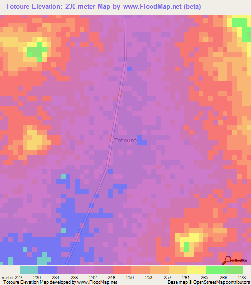 Totoure,Niger Elevation Map