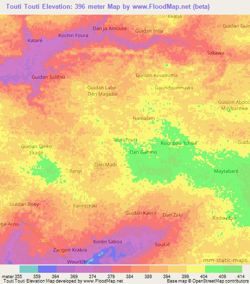 Touti Touti,Niger Elevation Map