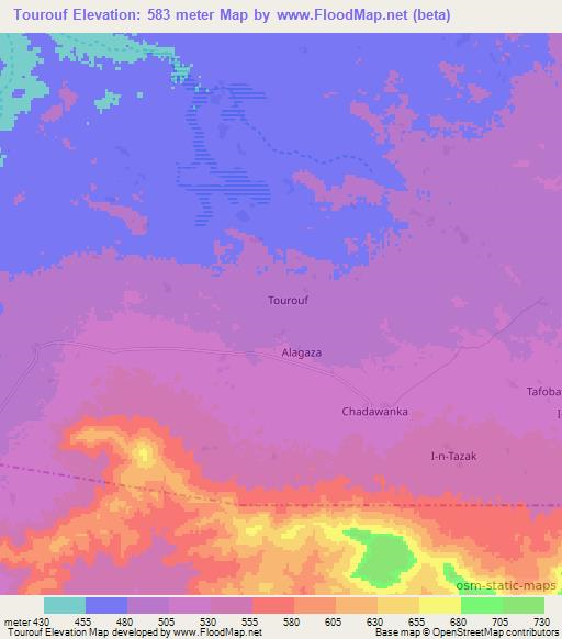 Tourouf,Niger Elevation Map