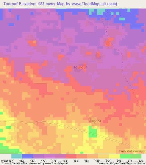 Tourouf,Niger Elevation Map