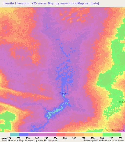 Touribi,Niger Elevation Map