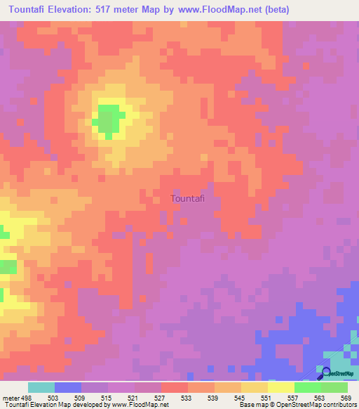 Tountafi,Niger Elevation Map