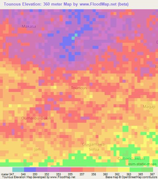 Tounous,Niger Elevation Map