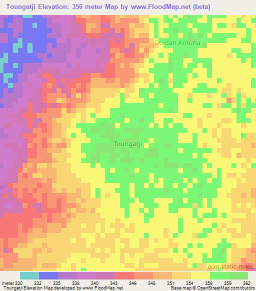 Toungatji,Niger Elevation Map