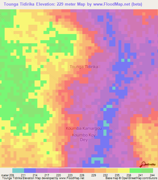 Tounga Tidirika,Niger Elevation Map