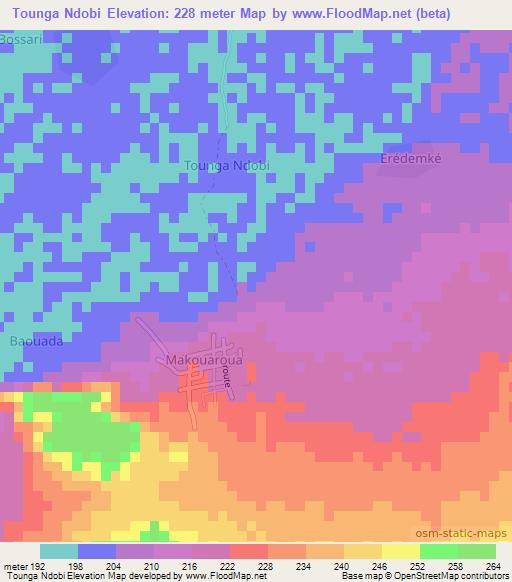 Tounga Ndobi,Niger Elevation Map