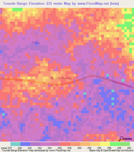 Tounde Bango,Niger Elevation Map