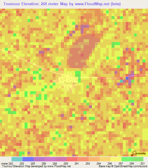 Toumour,Niger Elevation Map