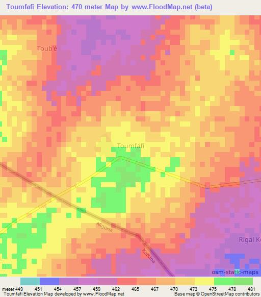 Toumfafi,Niger Elevation Map