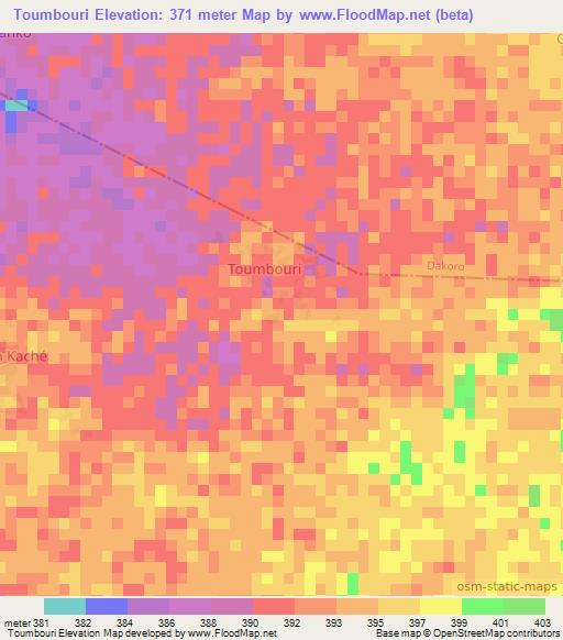 Toumbouri,Niger Elevation Map