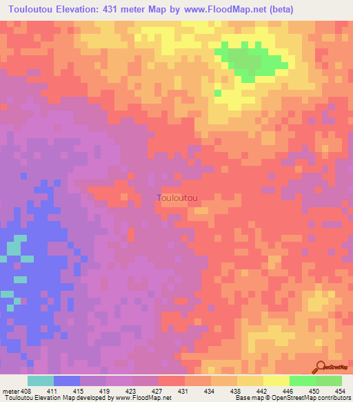 Touloutou,Niger Elevation Map