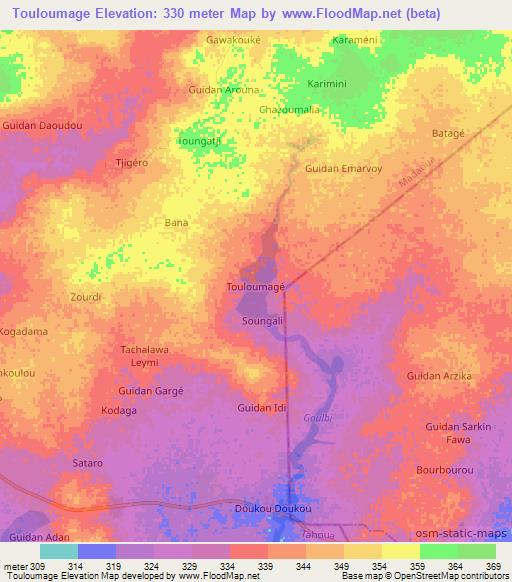 Touloumage,Niger Elevation Map