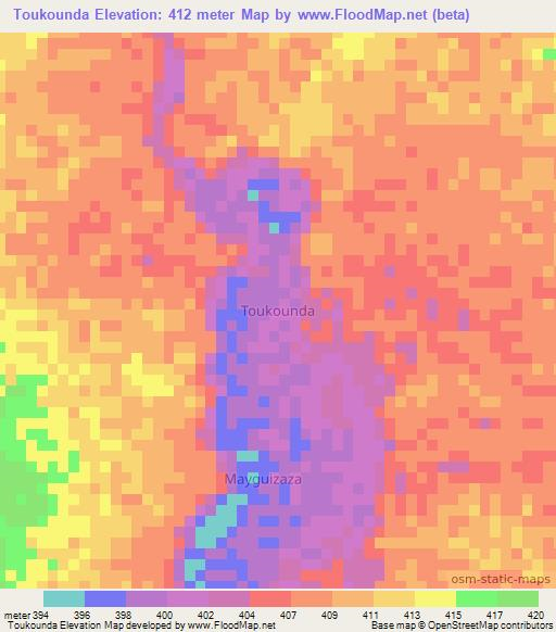 Toukounda,Niger Elevation Map