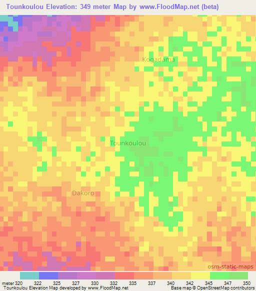 Tounkoulou,Niger Elevation Map