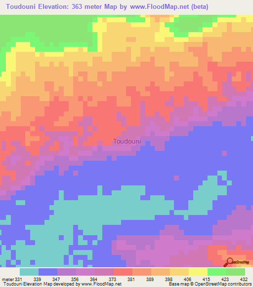 Toudouni,Niger Elevation Map