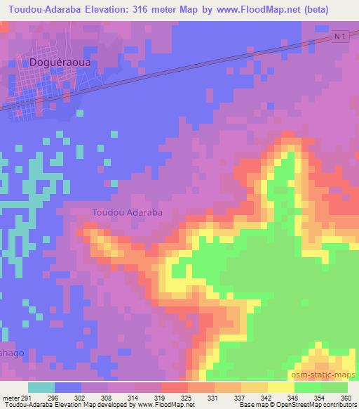 Toudou-Adaraba,Niger Elevation Map