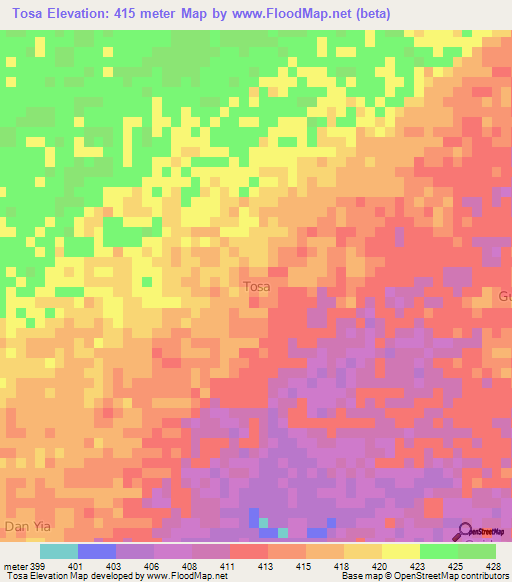 Tosa,Niger Elevation Map